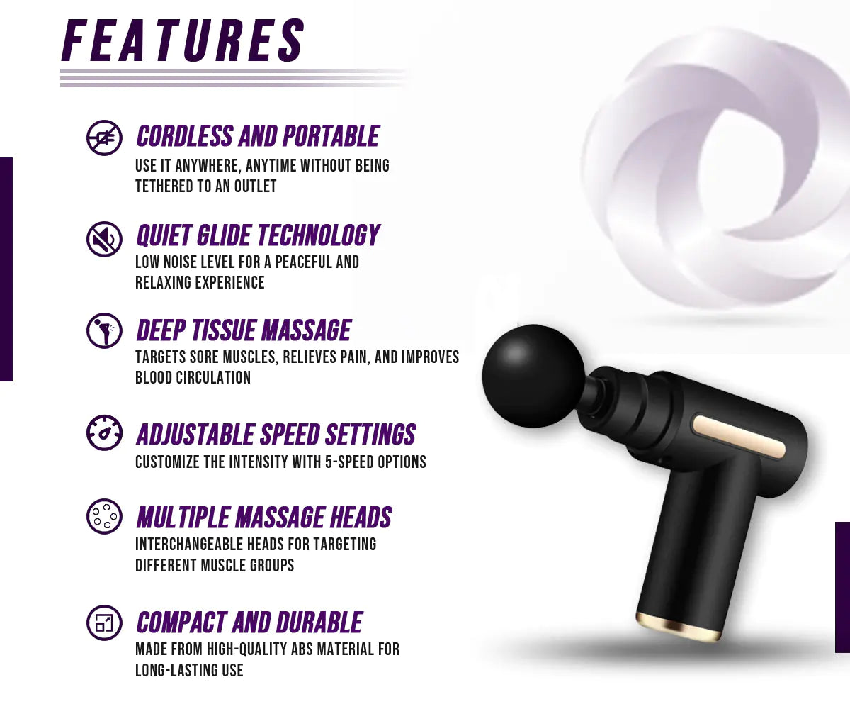 Deep Tissue Muscle Massage Gun – Percussion Massager for Pain Relief & Recovery - Metabolichealthco.ca
